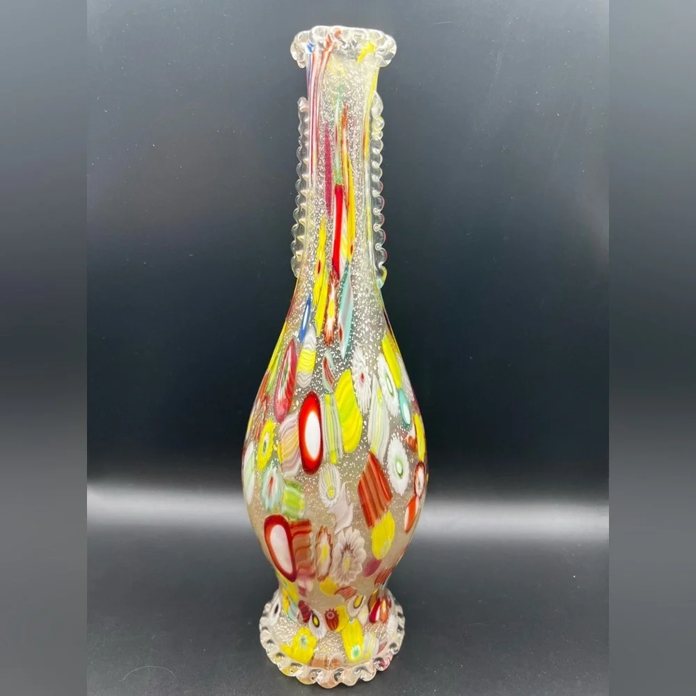 Murano glass millefiori vase or decanter